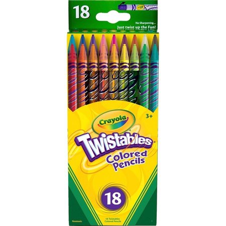 CRAYOLA Pencils, Color, Twistable, Nontoxic, 18/ST, Assorted PK CYO687418